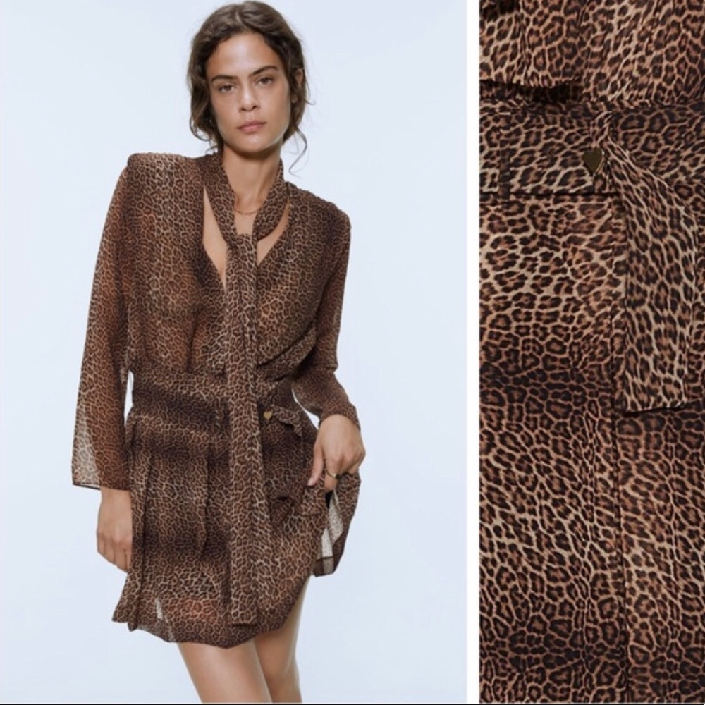 NWT Zara Animal Print Leopard Mini Dress size S